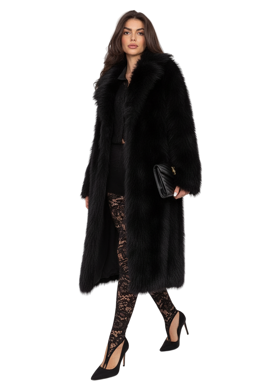 Long Fur Trimmed Coat